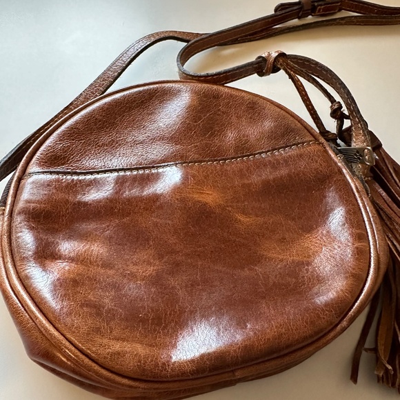 Patricia Nash Vintage Round Canteen Brown Leather Crossbody Handbag Purse - Picture 4 of 8